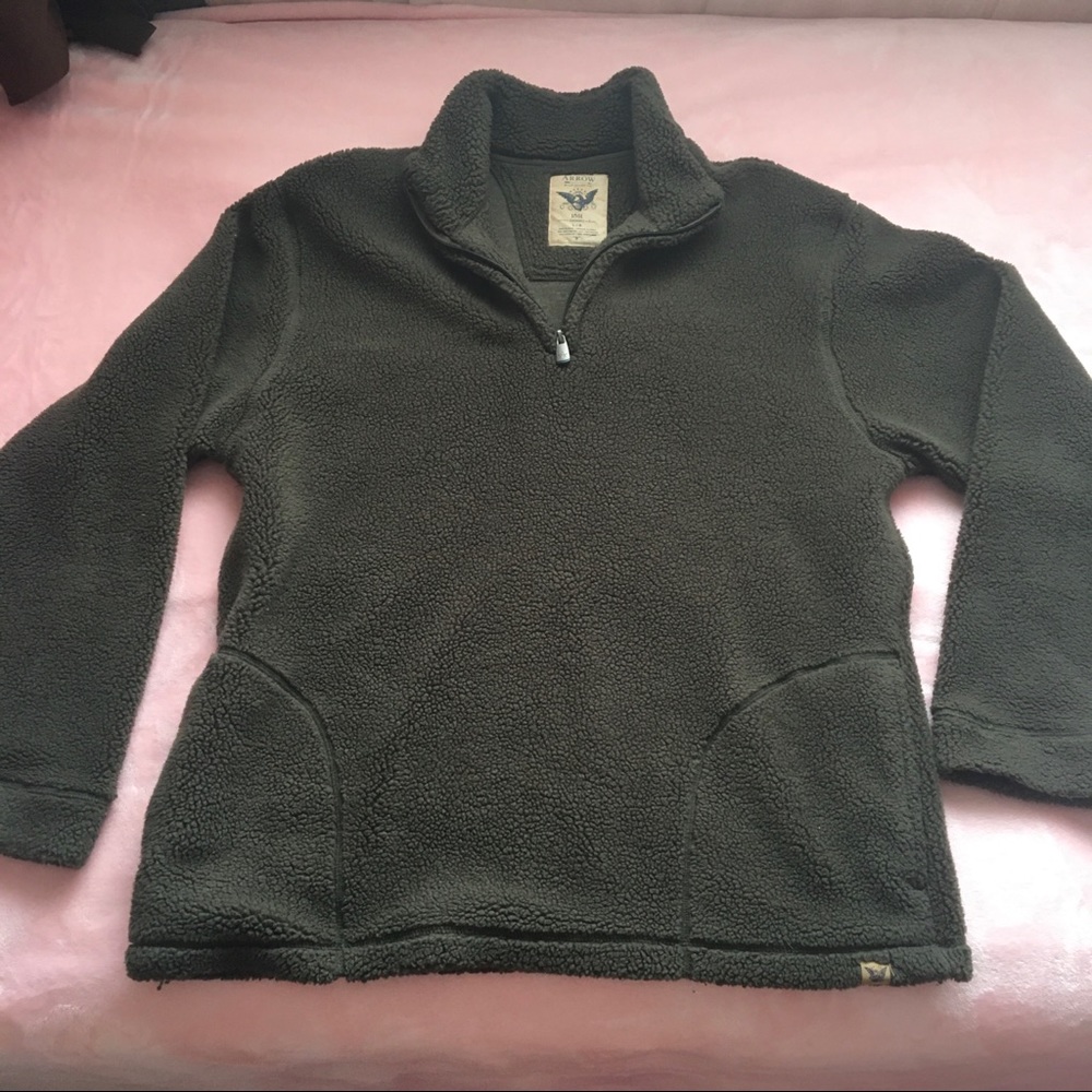 Men’s Brown Sherpa Fleece Quarter Zip (L)